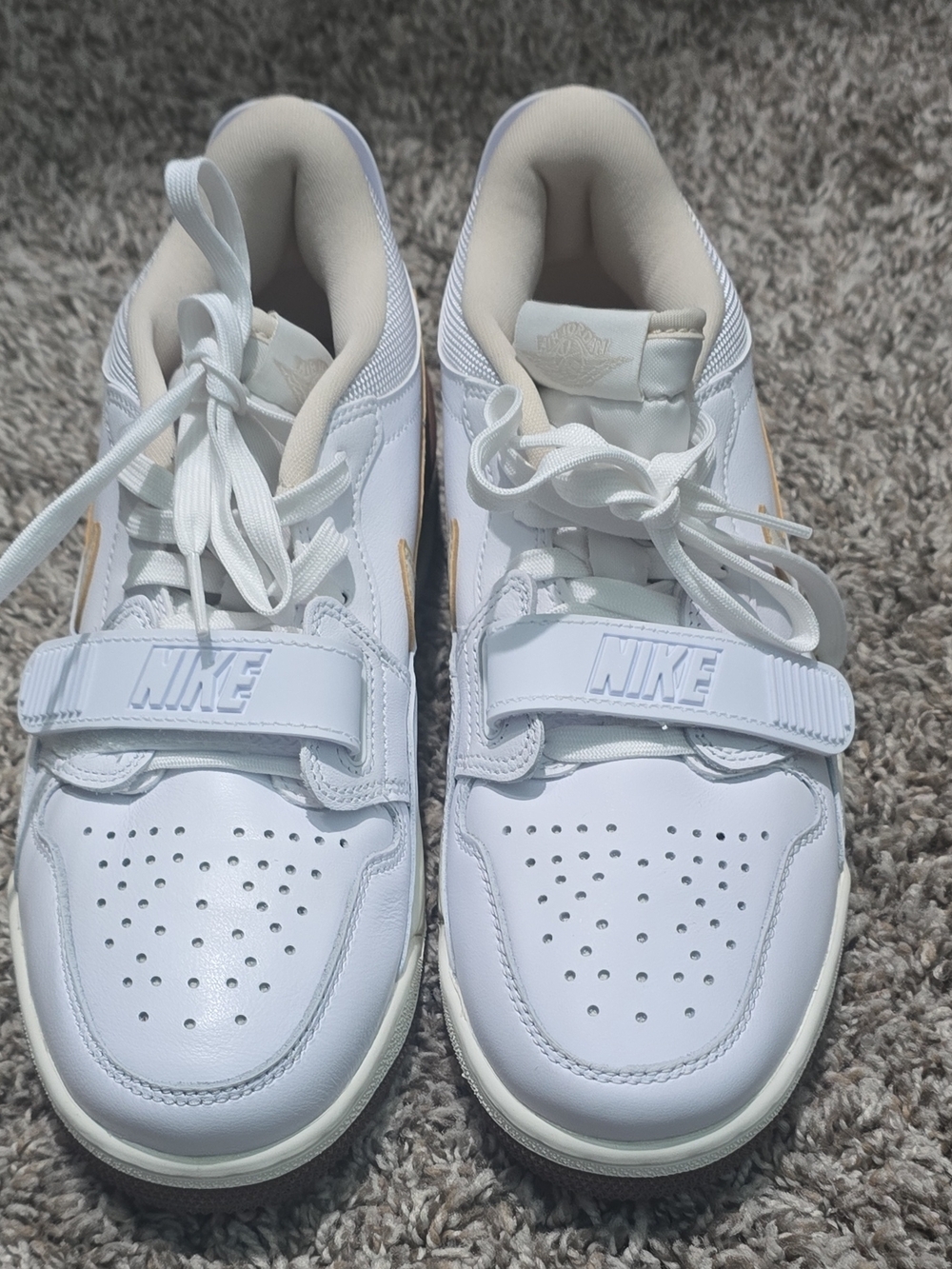 Jordan Women’s White Sneakers with Gold Accent